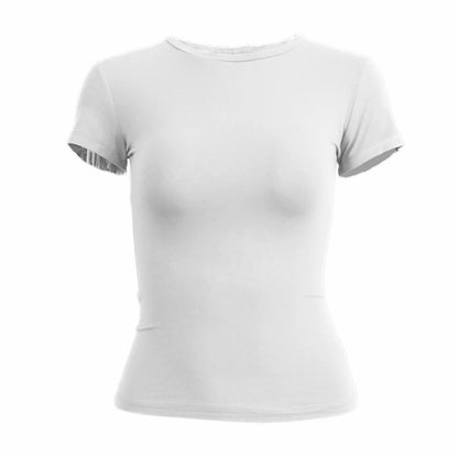 Elevate Your Summer Wardrobe with This Sporty Women's Short Sleeve T-Shirt - Slim Fit Knitted Tee for Effortless Street Style!